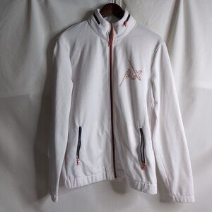 Armani Exchange Men's White/Red/Blue Full Zip Collared Jacket, Medium